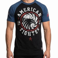 Camiseta AMERICAN FIGHTER Negra Azul Bradley Atlética Gráfica Nueva con Etiquetas