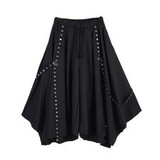 Pantalones góticos de pierna ancha holgados con cinturón estilo Kendo pantalones con correa de cadena para hombre