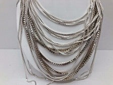 Collar de plata de ley de .925 ~ 2,5 mm 4,5 mm cadena de caja 16" - 30"