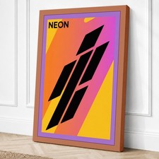 Impresión geométrica en lienzo de ángulos de neón arte de pared decoración del hogar listo para colgar