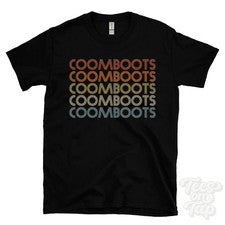 CAMISETA COOMBOOTS ESTILO RETRO REPETIDO para hombre y mujer Reino Unido top name regalo
