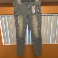 Pantalones de mezclilla desgastados Ministry of Fashion 32x32 azul claro ajustado para hombre