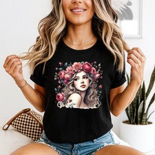 Camiseta de belleza con corona floral para mujer