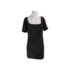 Vestido para mujer Rumored mediano negro poliéster spandex manga corta cuello cuadrado