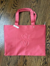 Bolso de Mano Victorias Secret Sandía Salvaje Satén Logotipo Repujado Bolso de Playa Rojo Rosa