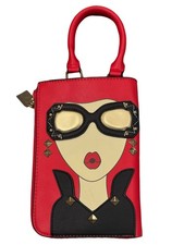 Bolso Bandolera Mujer Bolso sin asas Asa Superior Rojo Diseño 3D Metal Dorado Ligero NUEVO