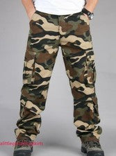 Moda Para hombres Camuflaje Exterior Algodón Carga Pantalones Trabajo Informales Pantalones Largos