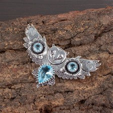 Colgante de joyería de plata de ley 925 hecho a mano con piedras preciosas de topacio azul regalo por amor