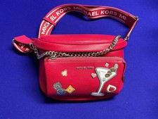 Bolso Bandolera Michael Kors Slater Mediano Embellecido Paquete Eslinga Frambuesa Oscura