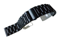 Correa de reloj, acero inoxidable 24 mm negro correa de eslabones cierre antiguo de seguridad