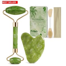 Juego Completo de Cuidado Facial: Rodillo de Jade, Gua Sha y Depurador de Poros - Edición Verde