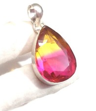 Colgante de joyería de plata de ley 925 hecho a mano con piedras preciosas de ametrino bicolor talla 2,5""