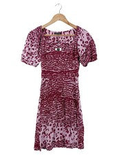 Whistles Damen Sommerkleid Kurzarm Viskose Rot Pink Gr. 34