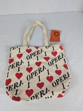 Bolso de Mano I Love Opera Lona Corazón astillas de Madera Diseñadores Martha's Vineyard NUEVO NUEVO CON ETIQUETAS