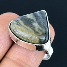 Anillo de joyería de plata esterlina 925 hecho a mano con piedras preciosas...