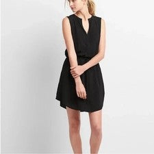 Vestido camisero para mujer Gap negro con tirantes y cintura corbata frontal #280929 ¡NUEVO CON ETIQUETAS! S Pequeño