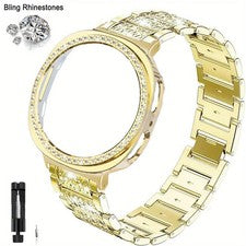 Correa de reloj de metal brillante + estuche para reloj Samsung Galaxy 8 44 mm 8 40 mm correa de diamantes