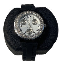 Reloj Aeropostale con Cara de Cristal y Banda de Silicona Negra *Perfecto Estado*