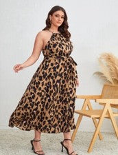 Vestido para mujer guepardo informal de fiesta de leopardo moda talla grande