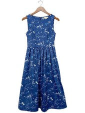 Erin Fetherstone Sommerkleid Blumenmuster Trägerkleid Blau Gr. 34 Vintage