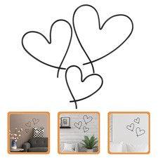 Decoración de pared de corazón de metal negro 3 piezas decoración de corazón de amor para exhibición del hogar
