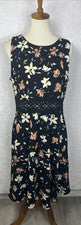 Vestido OWIN Moda Nueva York Para Mujer Sin Mangas Negro Floral Talla XL NUEVO