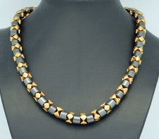 Hematita joyería magnética collar collar rollos cilíndricos Ø 7,5 mm 45 cm lg. oro