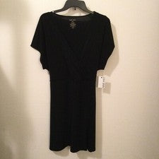 Mini Vestido Nine West Para Mujer Talla XXL Negro Envuelto Cuello en V NUEVO NUEVO CON ETIQUETAS