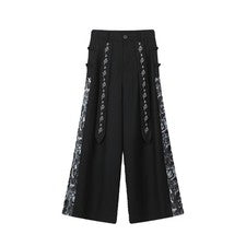 Lo último Para Hombres Nuevo Estilo Chino Bordado Informal Falda Pierna Ancha Pantalones Fiesta en la Calle