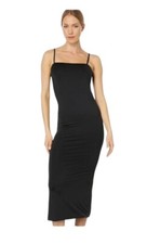 $149 Nuevo Vestido AllSaints Charlie Midi Columna Negro Talla US 2 Para Mujer