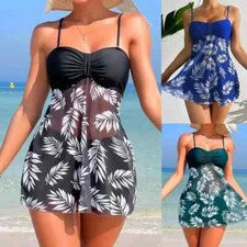 Damen Badeanzug Hohe Taille Mesh Split Strandkleid Schwimmen Mode Sommer