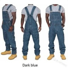 Nuevo Para hombres Personalidad Moda Multi-bolsillo Suelto Simple Denim Mono Pantalones