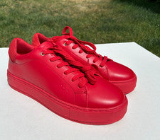 Tenis informales Kurt Geiger London Laney 11,5 (44,5) cuero rojo $168 NUEVO