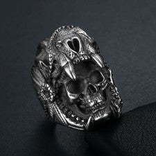 Anillo de calavera de tigre motociclista de acero inoxidable pesado grande para hombre talla 7-16 regalo