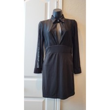 NTW CBR Mujer Hermoso Vestido Bodycon Negro Mangas Largas Talla Pequeña