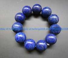 Riesige 14/16/18/20mm Blau Lapislazuli Edelstein Perlen Elastisch Armband 7.5"