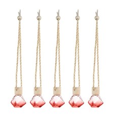 5 Piezas Reutilizable Vidrio Rojo Coche Difusor Aceite Esencial Botella Perfume Colgante