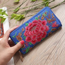 Bolso de mano para mujer estilo nacional de un solo tirón bordado rosa grande