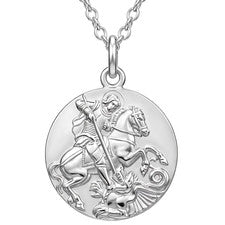 Collar colgante de plata de ley San Jorge con cadena de 18 pulgadas y caja de regalo