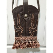 Bolso Bandolera Bota de Cuero Cartera de Hombro Cuentas Hecho a Mano Vaquera Occidental