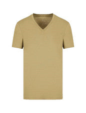 Camiseta básica manga corta Armani Exchange para hombre Pima cuello en V caqui M