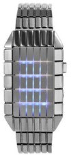 Noble reloj de pulsera para hombres pantalla binaria reloj para hombres acero inoxidable correa de eslabones gris