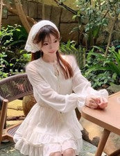 Moda Dulce Princesa Mujer Lolita Niñas Manga Larga Fiesta Línea A Vestido Corto