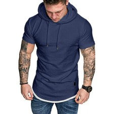 Camiseta Con Capucha Camisa De Algodón De Corta Moda Deportivo Para Hombre Hood