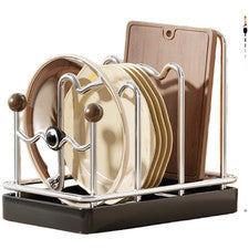 Estante de cocina de acero inoxidable con bandeja de drenaje para tablas de cortar y utensilios
