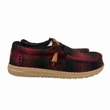 Zapatos Hey Dude Wally Acogedores rojos a cuadros negros para hombre tallas 8-11