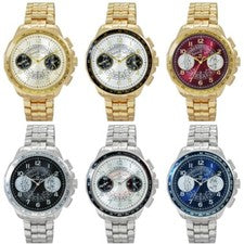 Reloj de vestir analógico deportivo de lujo con banda metálica Montres Carlo de 48 mm para hombre