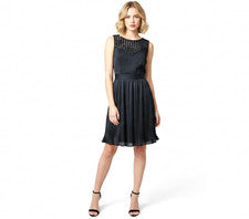 Vestido plisado negro sin mangas con cuello enjaulado talla S/M para mujer nuevo sin etiquetas