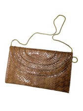 Bolso sin asas de cuero de serpiente tostado británico botín primera dama de colección