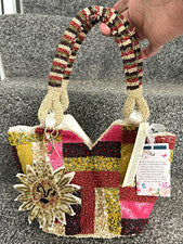 Bolso para mujer multicolor geométrico con cuentas lentejuelas asa superior forrado con dije para el sol